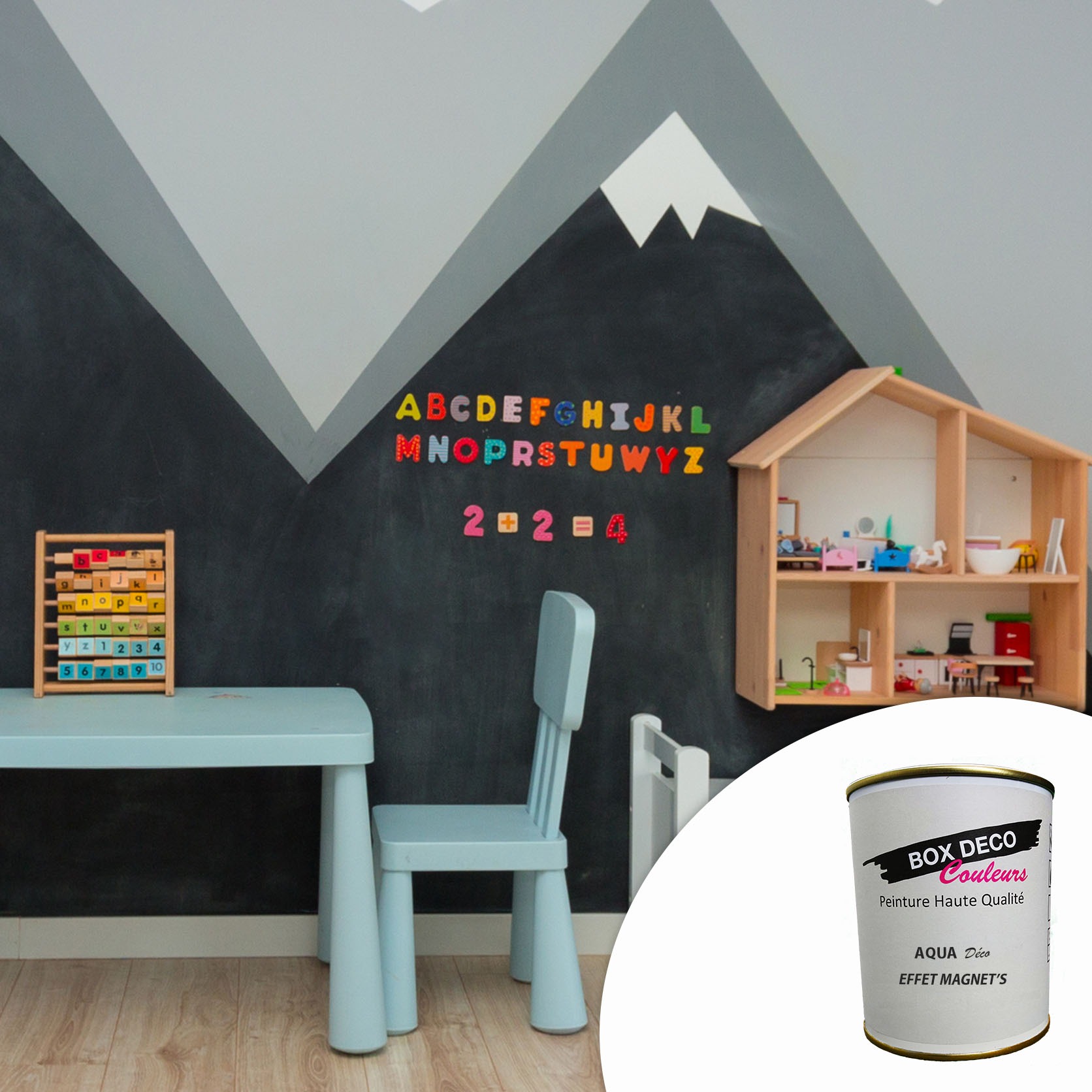 Peinture acrylique magnétique aspect mat Aqua magnets – Murale – Aimanté –  500 ml – 5 m² - BOX DECO COULEURS